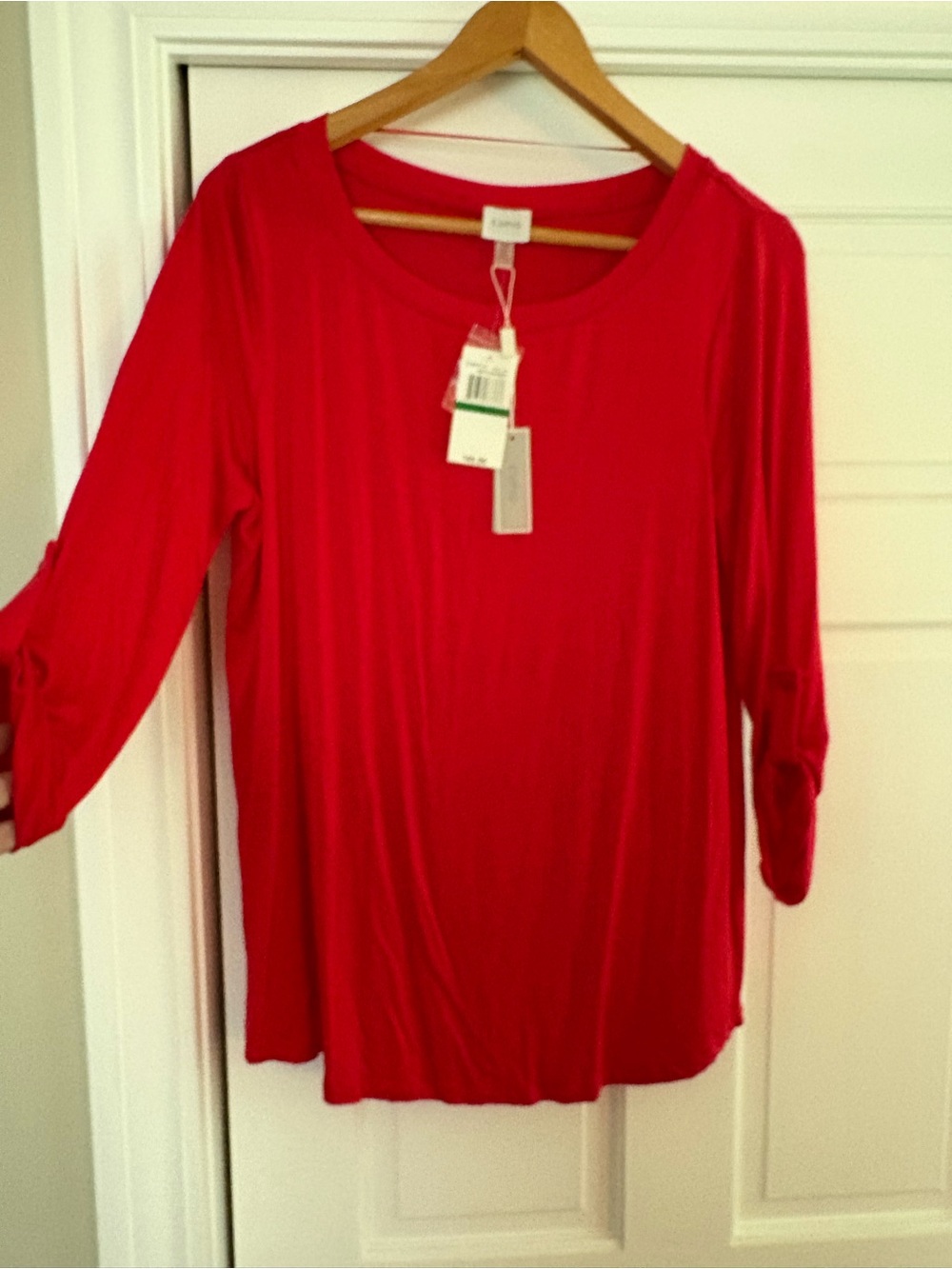 Cupio Bright Red Scoop Neck Long Sleeve Top